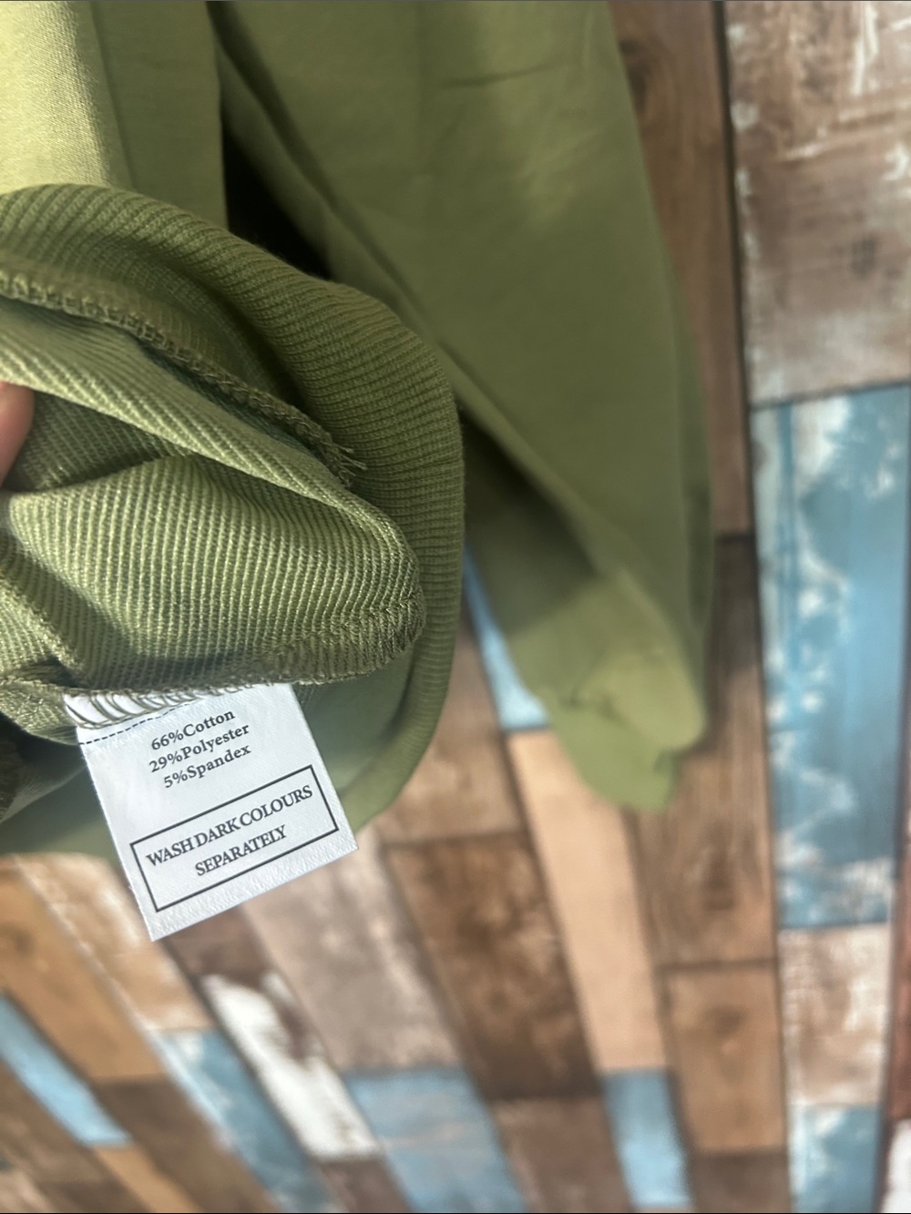 Army green white striped sleeve oversized sweatshirt - Picture 8 of 12